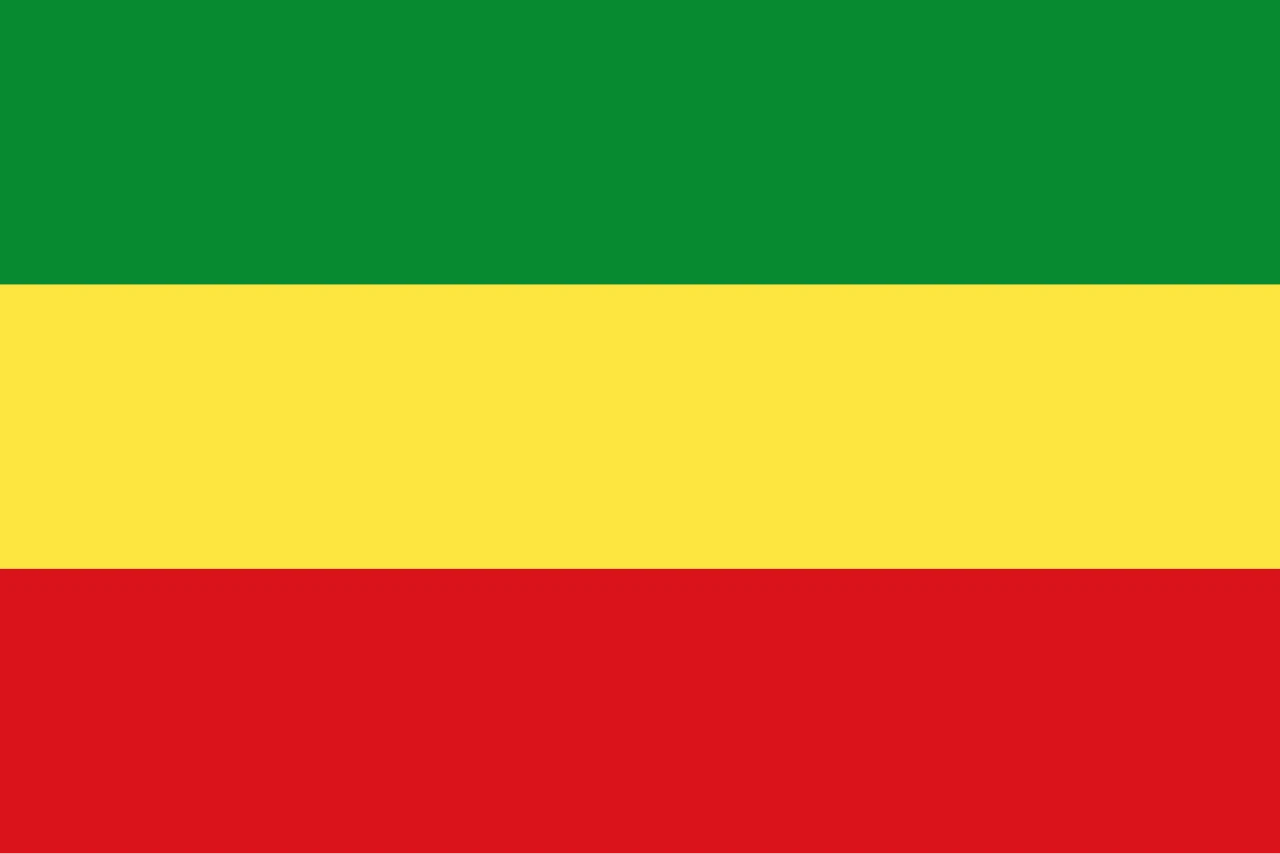 Tricolor verde, amarillo y rojo sin ningún emblema