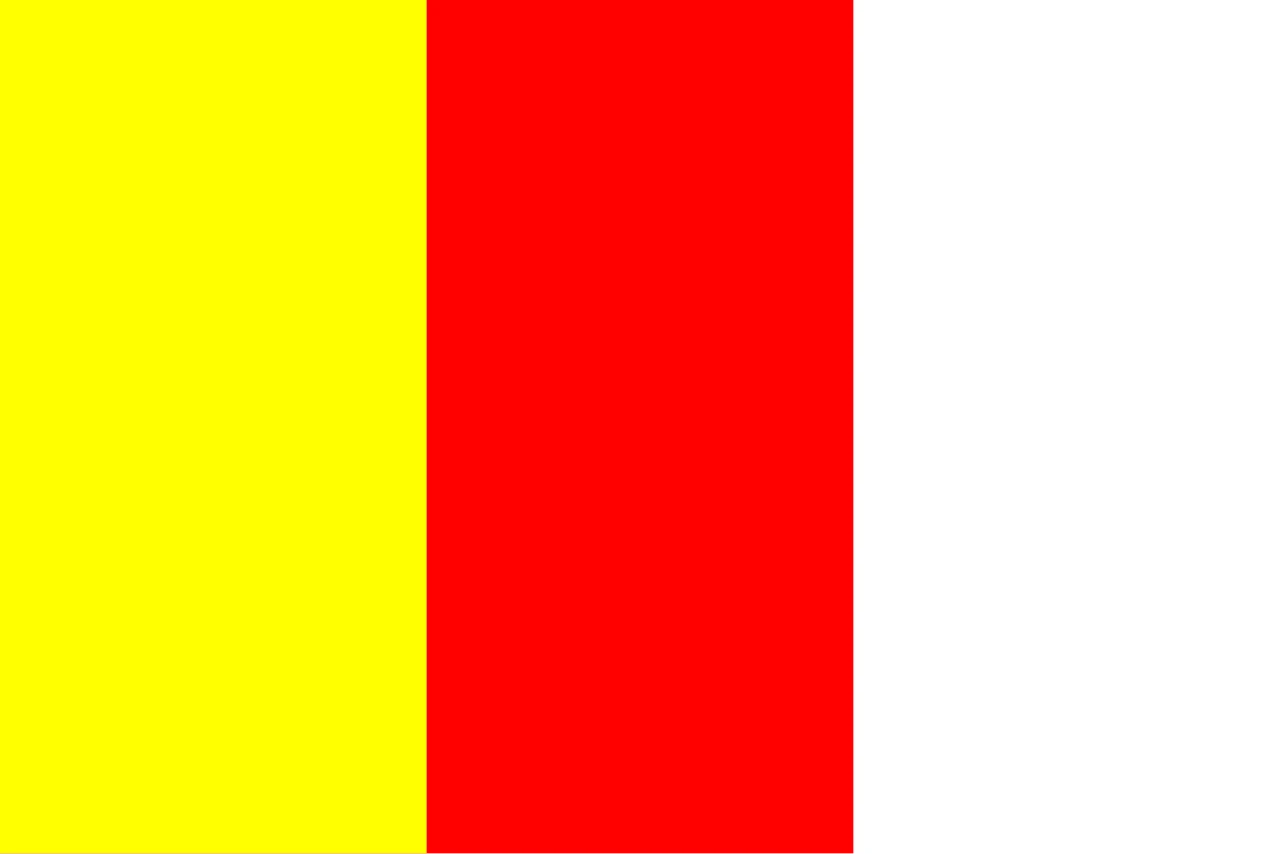 Flag of Antwerp province from 1928: vertical yellow, red and white tricolour