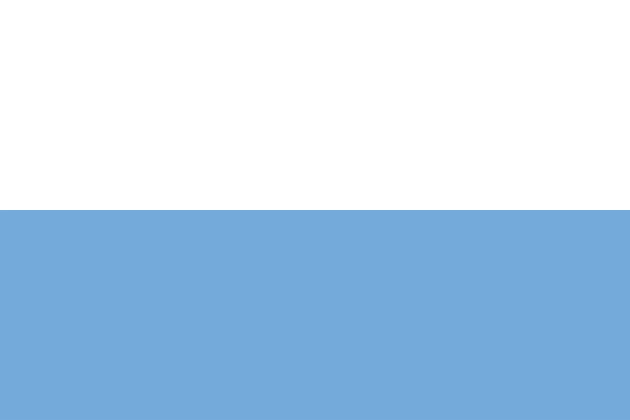 Bandera con dos franjas, blanca arriba y celeste abajo