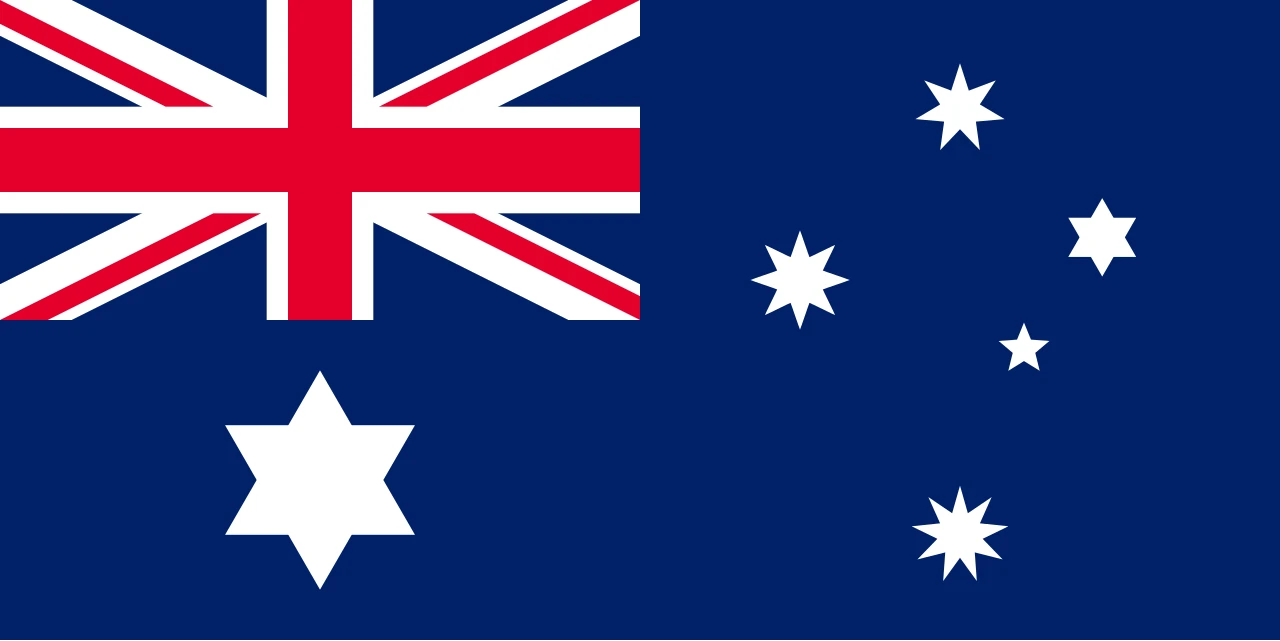 Bandera blava amb la bandera britànica, una estrella de sis puntes i cinc estrelles de puntes diferents