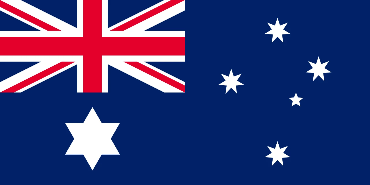 Bandera blava amb la bandera britànica, una estrella de sis puntes i la Creu del Sud simplificada