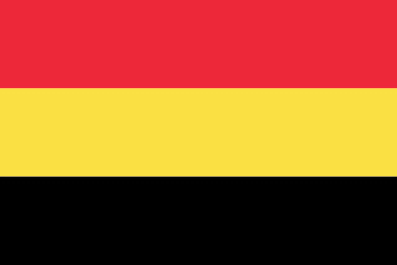 Flag with horizontal stripes in red, yellow and black