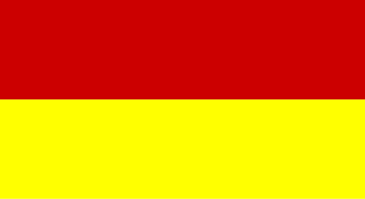 Bandera amb dues franges horitzontals, vermella i groga