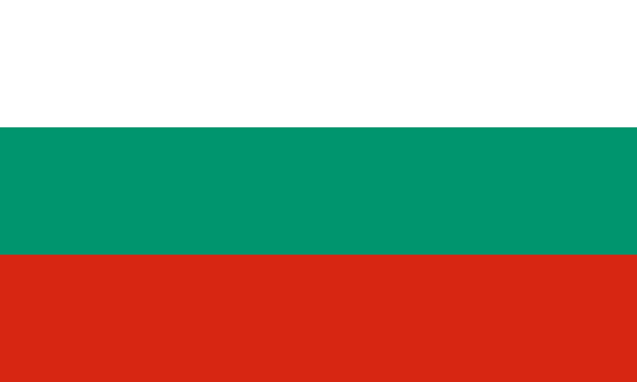 Flag with horizontal white, green and red stripes