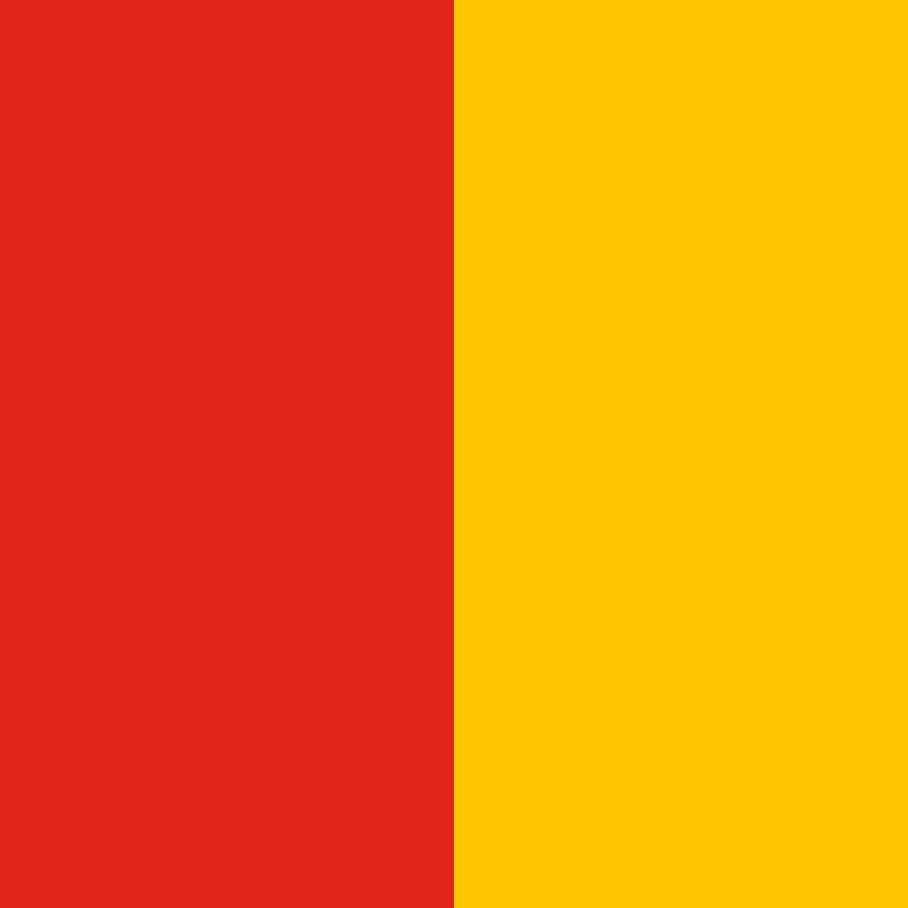 Square flag with two vertical halves, red and yellow