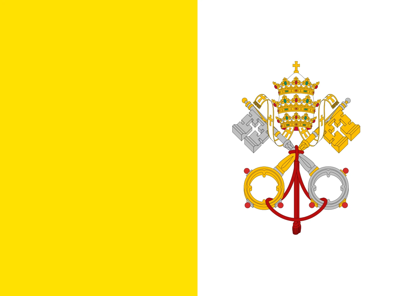 Yellow and white flag with the crossed keys and the tiara