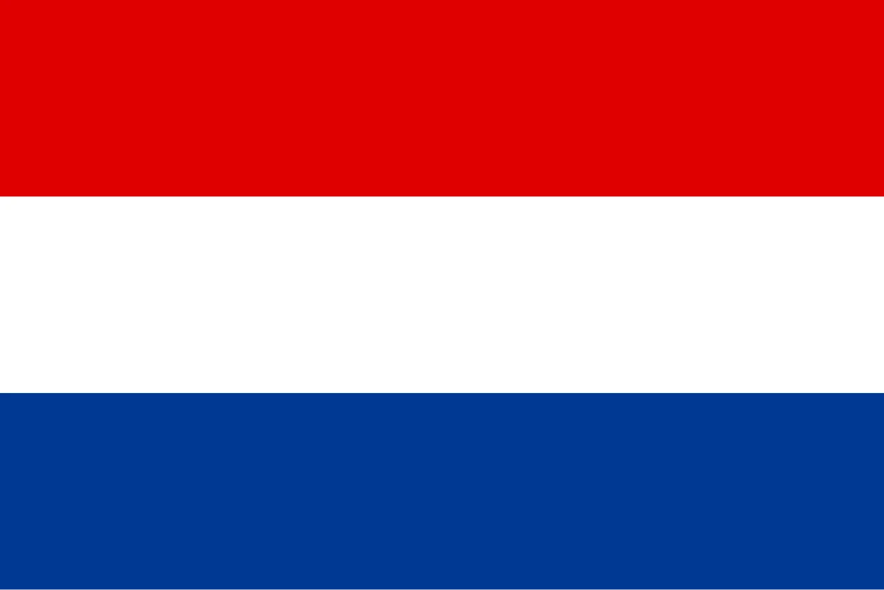 Flag with three horizontal stripes, red, white and blue