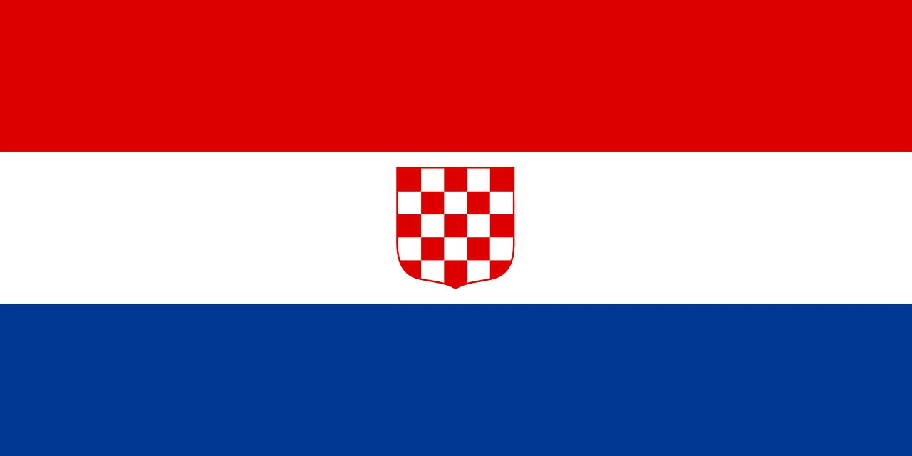 Red, white and blue flag with a chequered shield and no crown