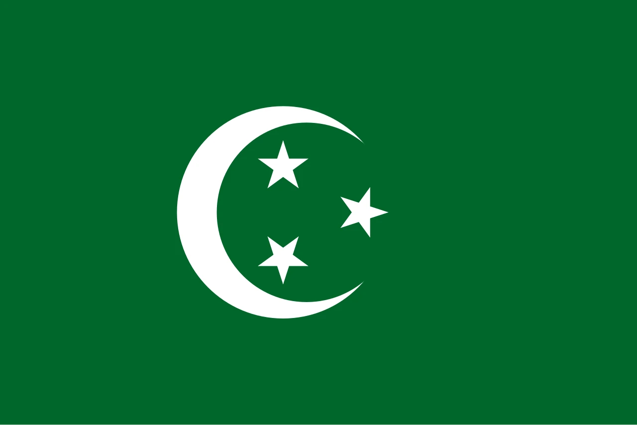 Green flag with a crescent and three white stars