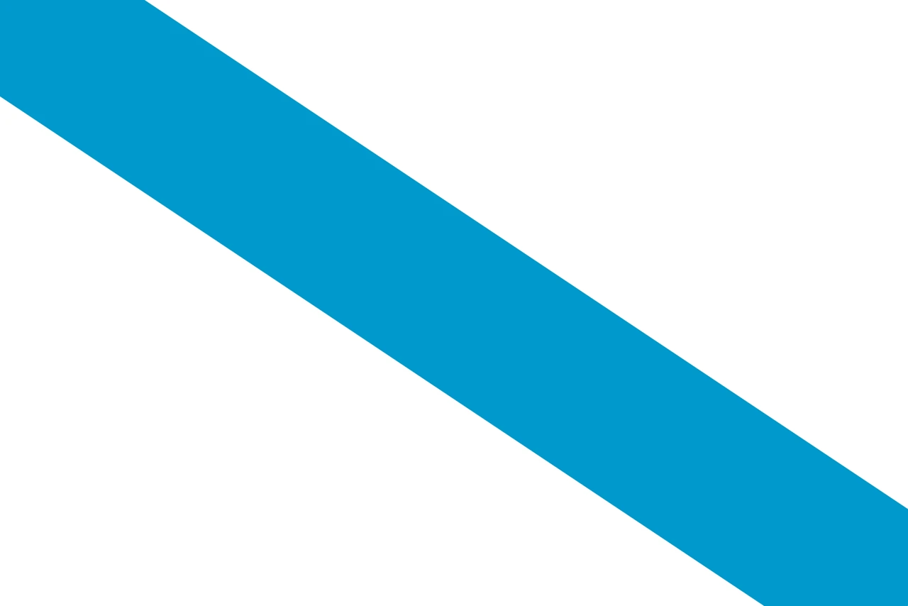 Bandera blanca amb una banda diagonal blava