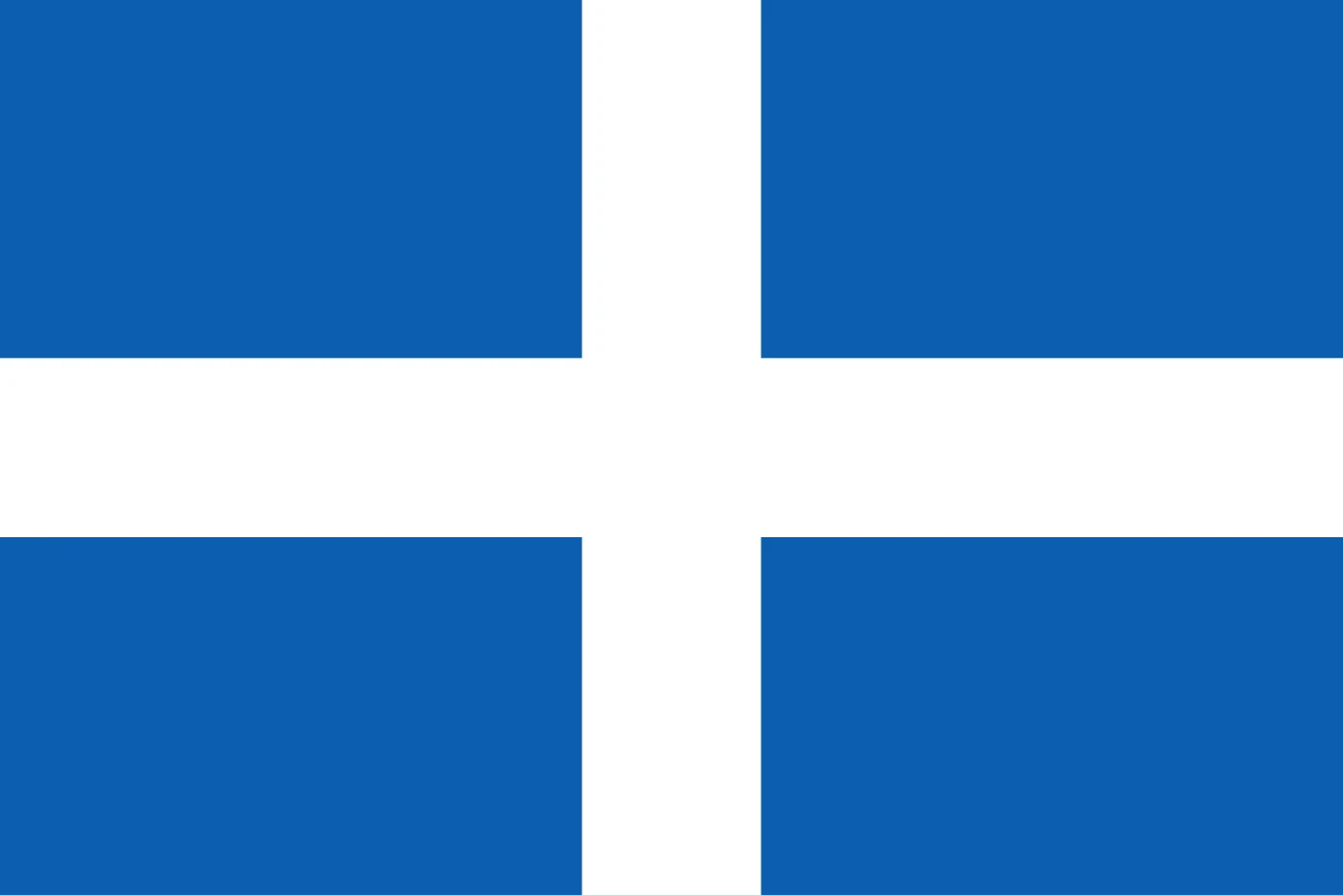 Bandera blava amb una creu blanca