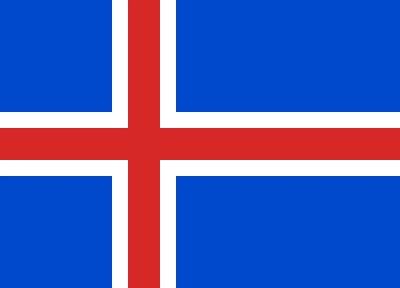 Flag of Iceland with a lighter blue than the current one