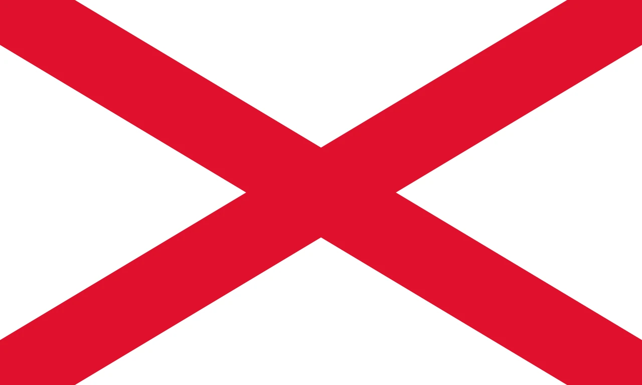 White flag with a red saltire