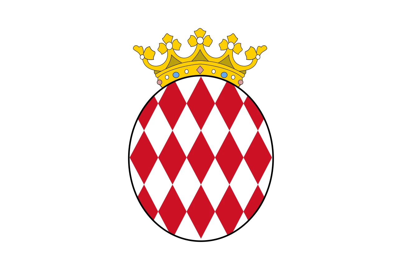 White flag with the crowned lozenge coat of arms