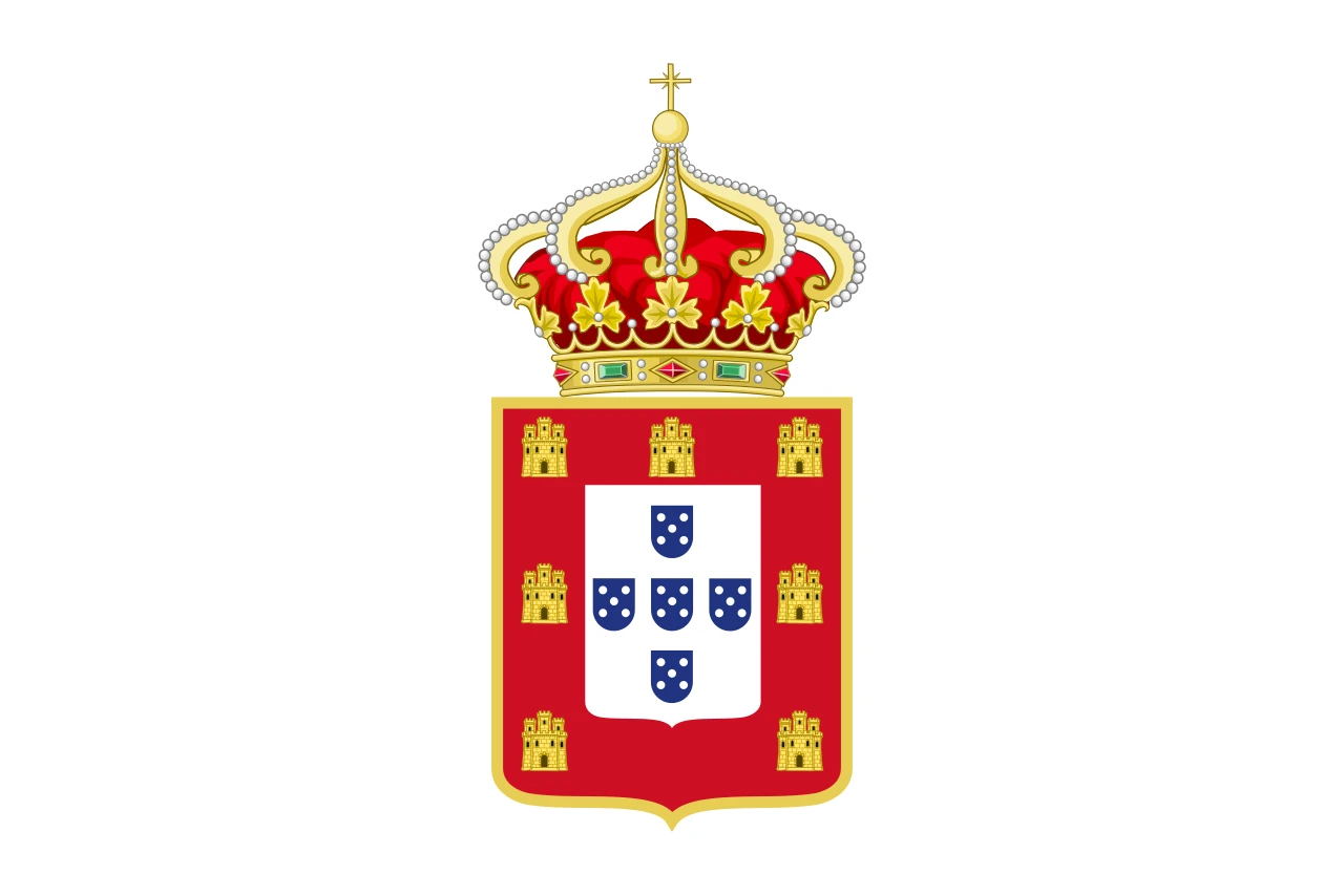 Antiga bandera reial portuguesa: l’escut coronat sobre fons blanc