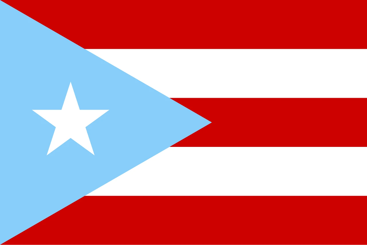 Flag of Puerto Rico with a light blue triangle