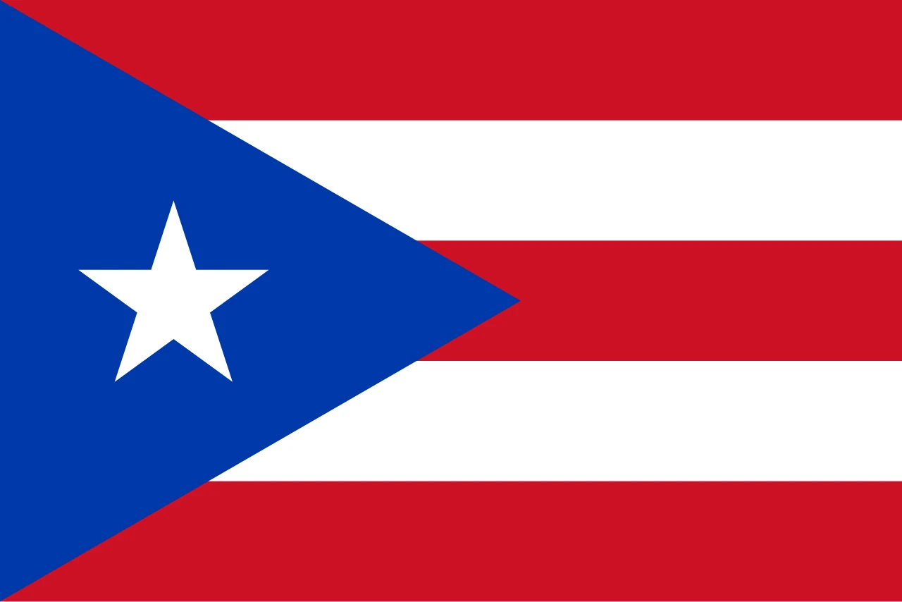 Flag of Puerto Rico with a dark blue triangle