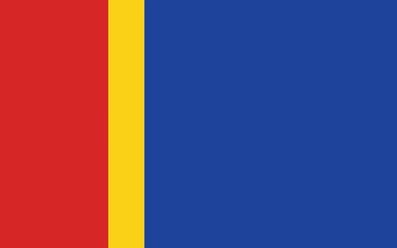 Old unofficial Sami flag: red, yellow and blue vertical stripes