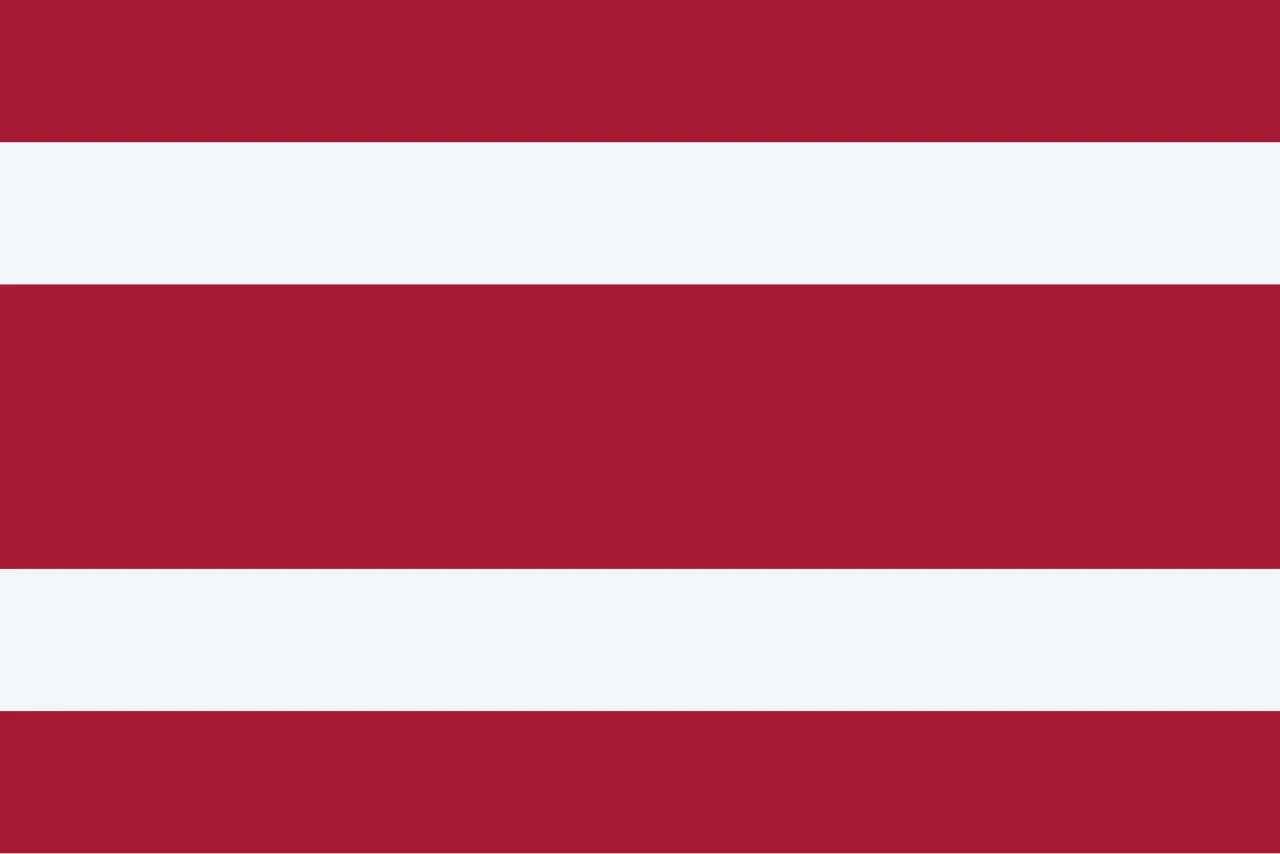 Flag of five red and white stripes