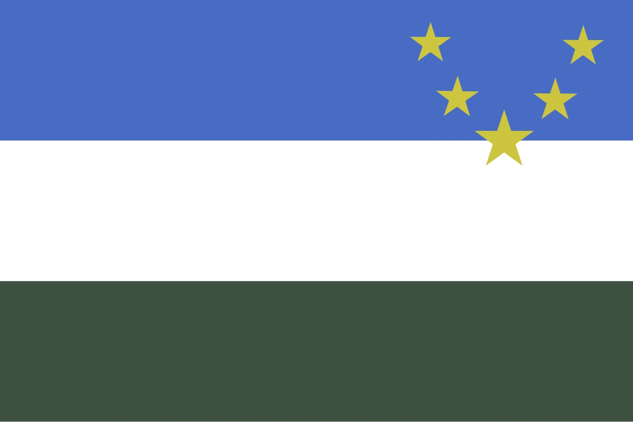 Bandera de la ciutat d’Ulsan entre 1980 i 1994: franjes blava, blanca i verda amb cinc estrelles daurades