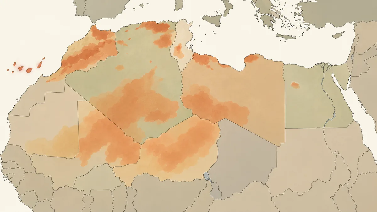 Mapa orientativo del norte de África con las zonas donde viven pueblos amazigh