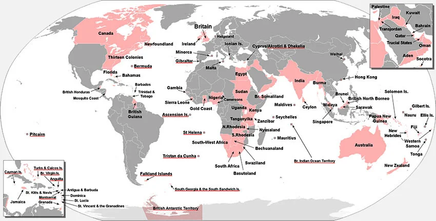 Mapa del Imperio Británico